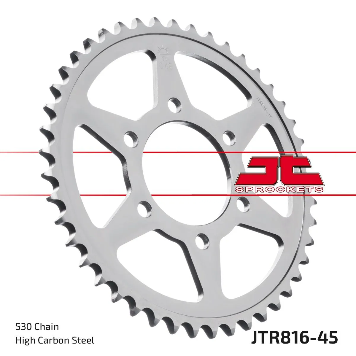 Couronne JT Sprockets 45Z PAS 530 Noir Diamètre Intérieur 076 Entraxe Fixation - vue 2