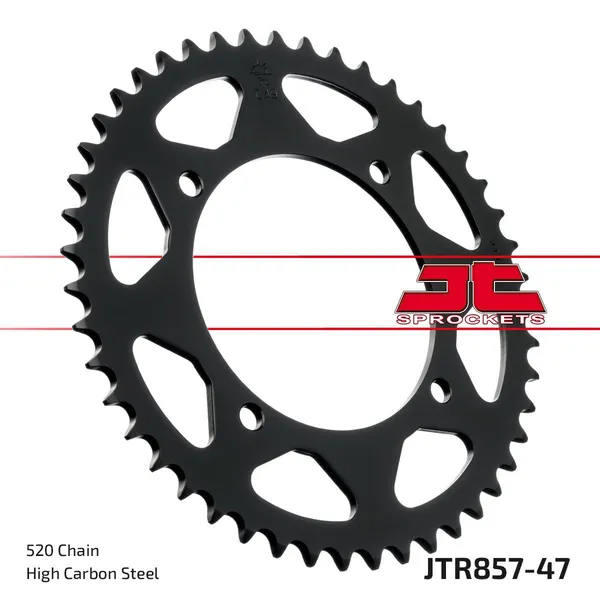 Couronne JT Sprockets 47Z PAS 520 Noir Diamètre Intérieur 125 Entraxe Fixation - vue 3