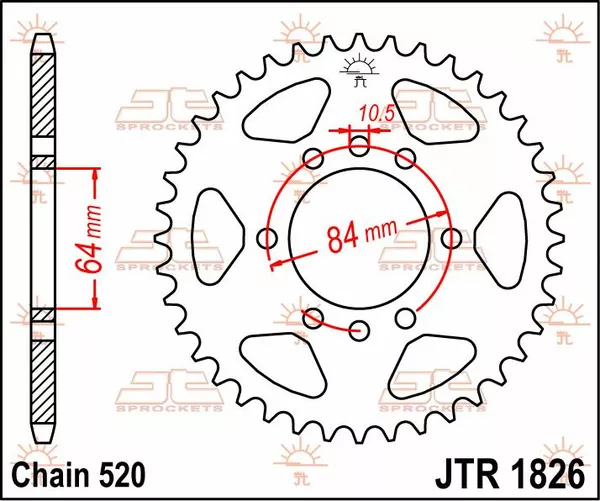 Couronne JT Sprockets 37Z PAS 520 Diamètre Intérieur 064 - vue 4
