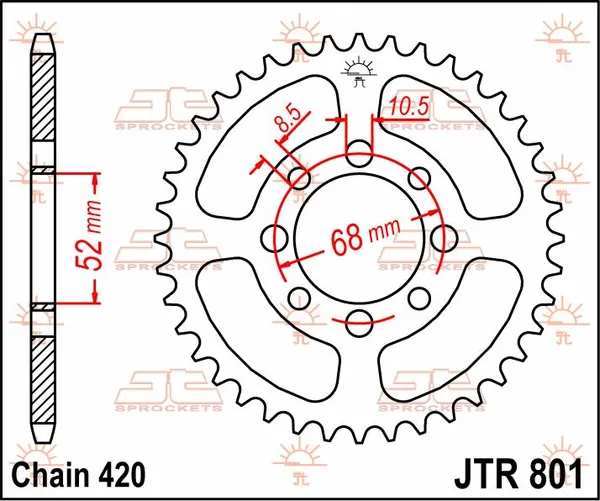 Couronne JT Sprockets 51Z PAS 420 Diamètre Intérieur 052 - vue 4