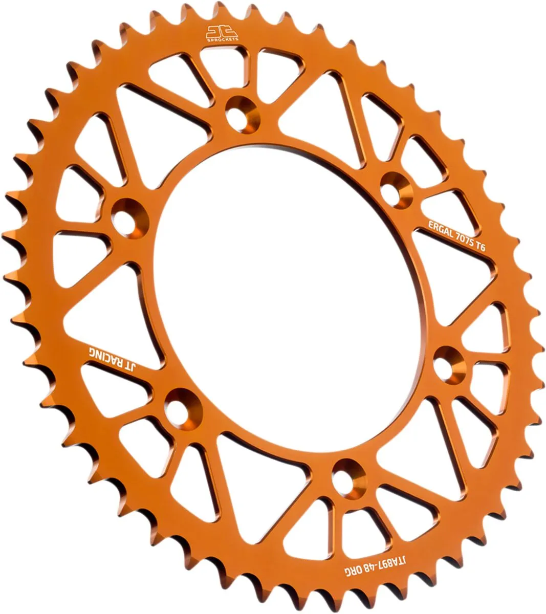 Couronne aluminium 48 dents pas 520 orange JT Sprockets diamètre intérieur 125 - vue 2