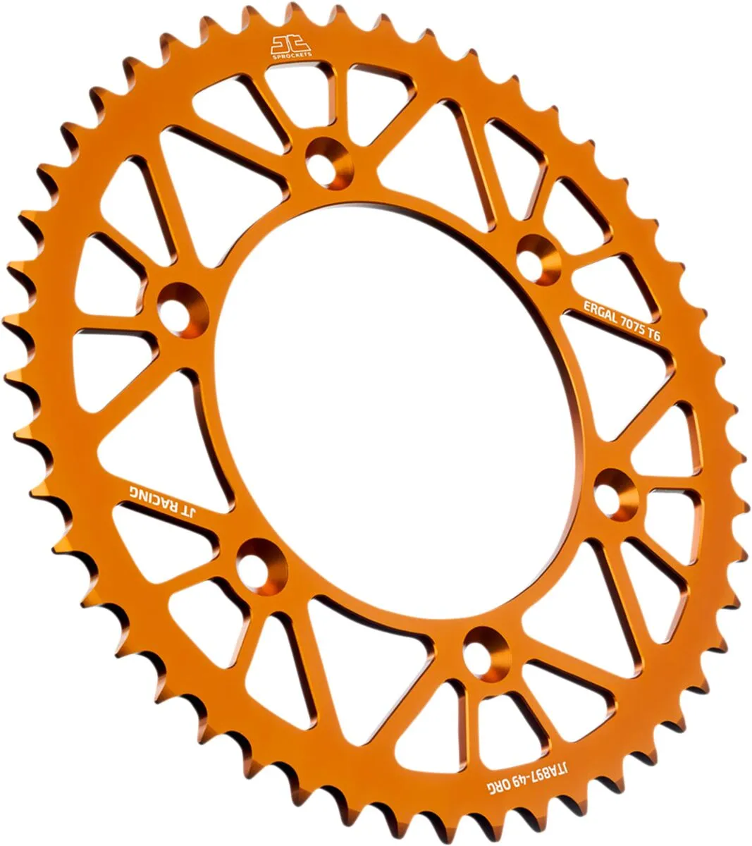 Couronne aluminium 49 dents pas 520 orange JT diamètre intérieur 125 espacement fixe - vue 2