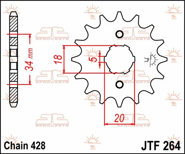 Pignon JT Sprockets 15Z pas 428 à grosse denture - Diamètre intérieur 18 - vue 3