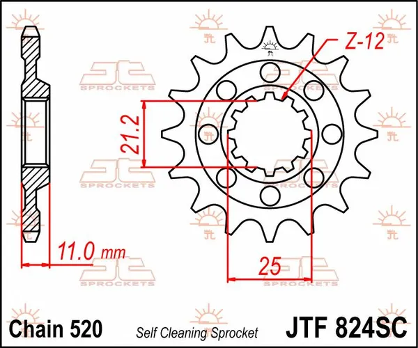Pignon Racing JT Sprockets 13Z PAS 520 à denture fine diamètre intérieur 21/25 - vue 3