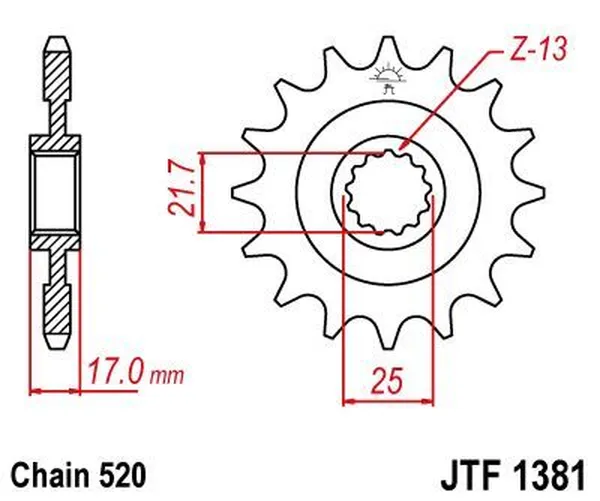 Pignon JT Sprockets 15Z pas 520 denture fine alésage 21,7/2 - vue 3