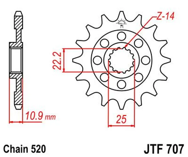 Pignon Racing JT Sprockets 16Z PAS 520 denture fine diamètre intérieur 22.2/2 - vue 3