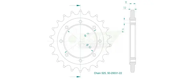 Pignon Esjot Gilera 525 22 dents - vue 2