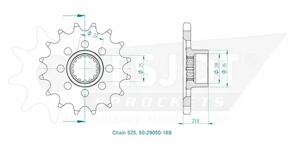 Pignon Esjot Lightweight MV Agusta 525 16 dents - vue 2