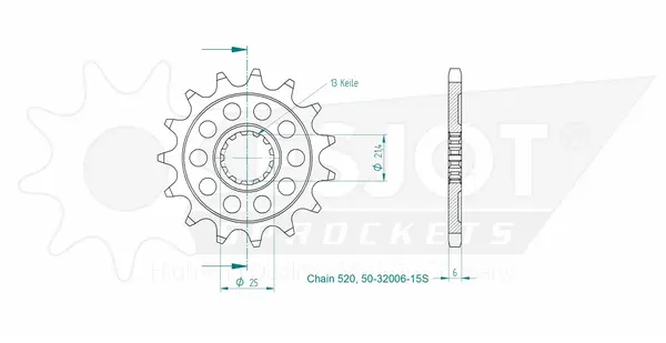 Pignon Esjot TT Lightweight Yamaha 520 15 dents JTF565 - vue 2