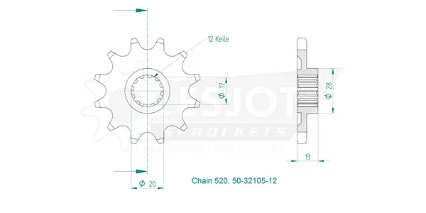 Pignon Esjot 12 dents pas 520 - vue 4