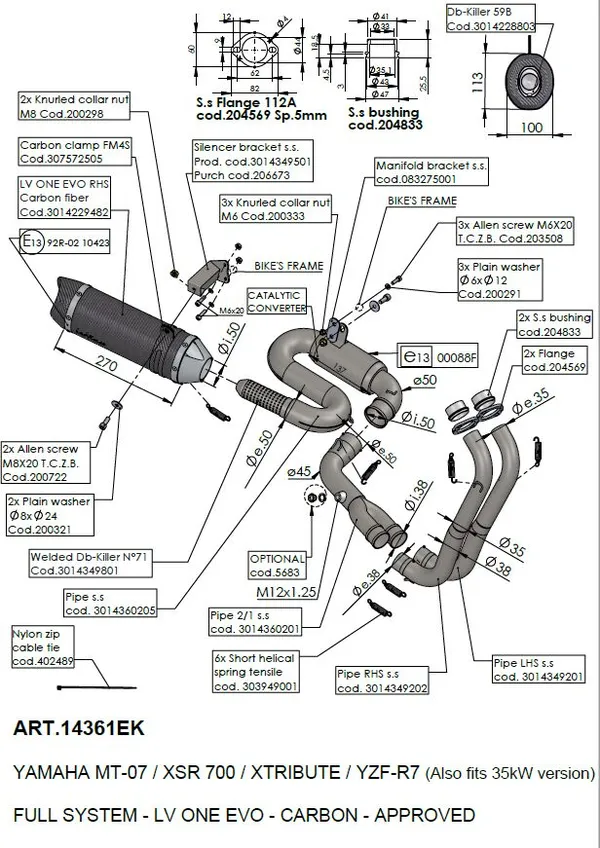 Silencieux LeoVince SBK Carbon Lv One Ligne d'échappement complète 2/1 Evo - vue 5