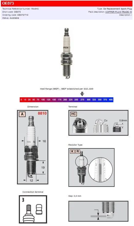 Bougie Champion OE073-RA4HC - vue 2