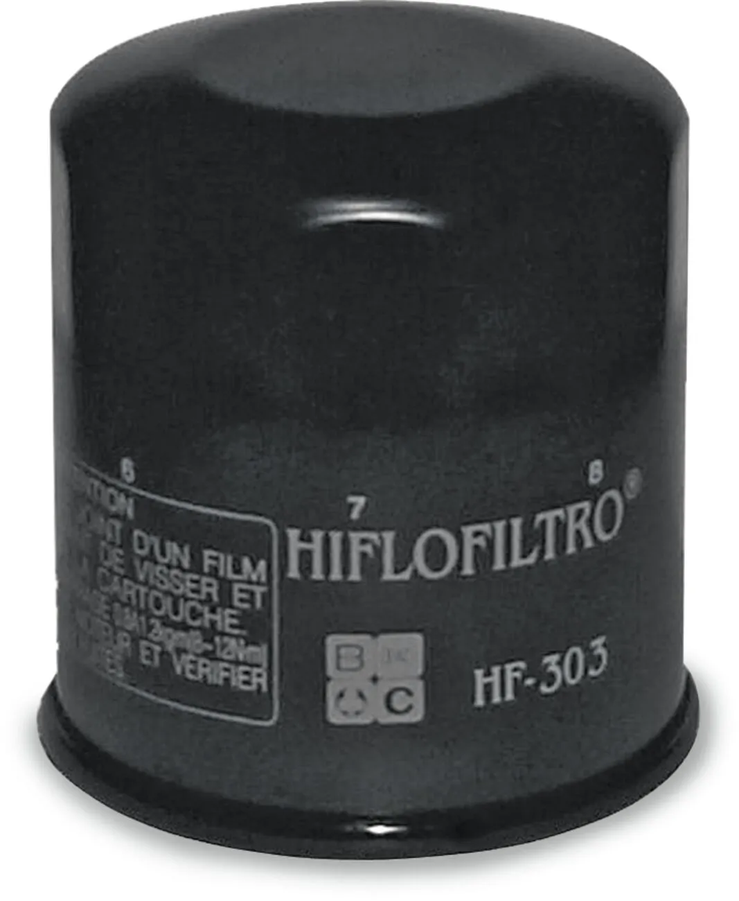 Filtre a huile moto adaptable CF moto 650 MT 2018+ - kawasaki 600 ER-6, 650 Z650, 900 Z900, 750 Z750, 1000 Z1000, ZZR 1400 - yamaha 600 fazer, 1000 YZF-R1 (65X73MM) -Hiflofiltro HF303 - vue 2