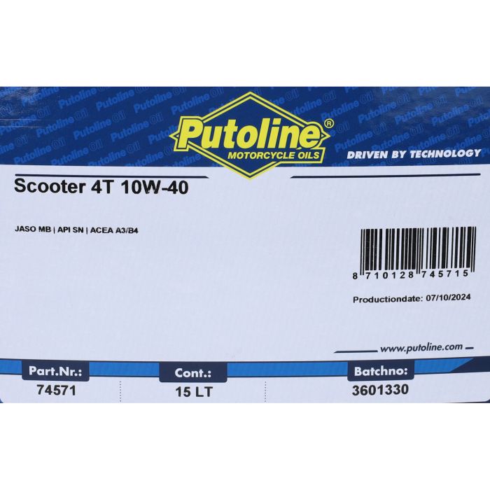 Huile moteur Putoline Scooter 4T 10W-40 bidon 20L - vue 3