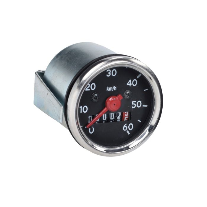 Compteur kilométrique 60km/pu noir/chrome 48mm noir/chrome camino, kreidler, puch, simson, zundapp - vue 4