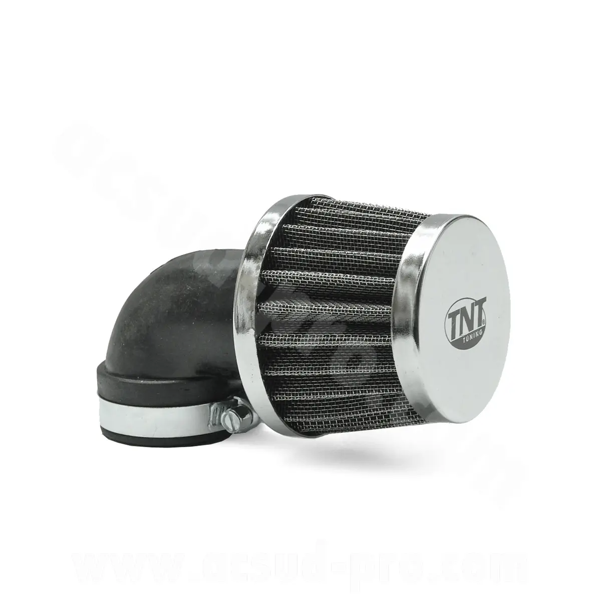 Filtre à air TNT type KN small coudé Ø28/35 chrome