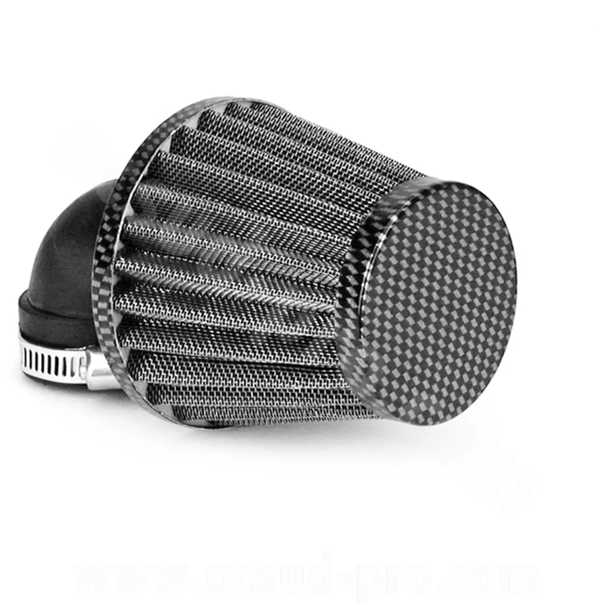 Filtre à air type KN coude Ø28/35 imitation carbone