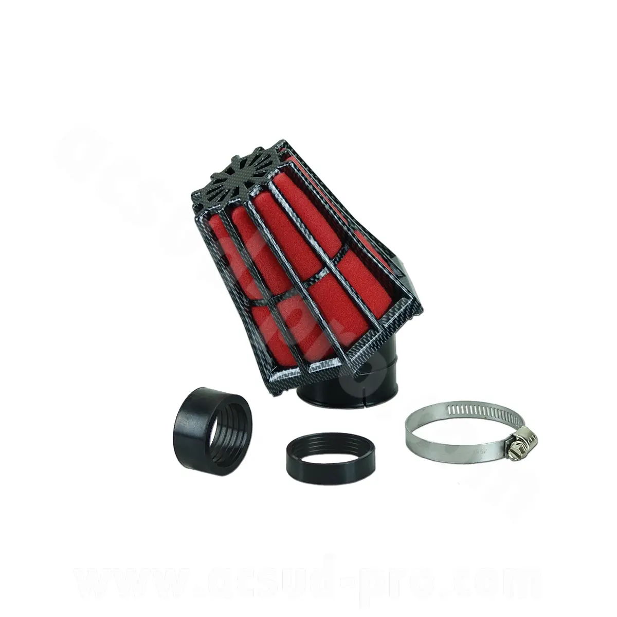 Filtre à air Carenzi R-Evolution 30° 35/28 carbone/rouge