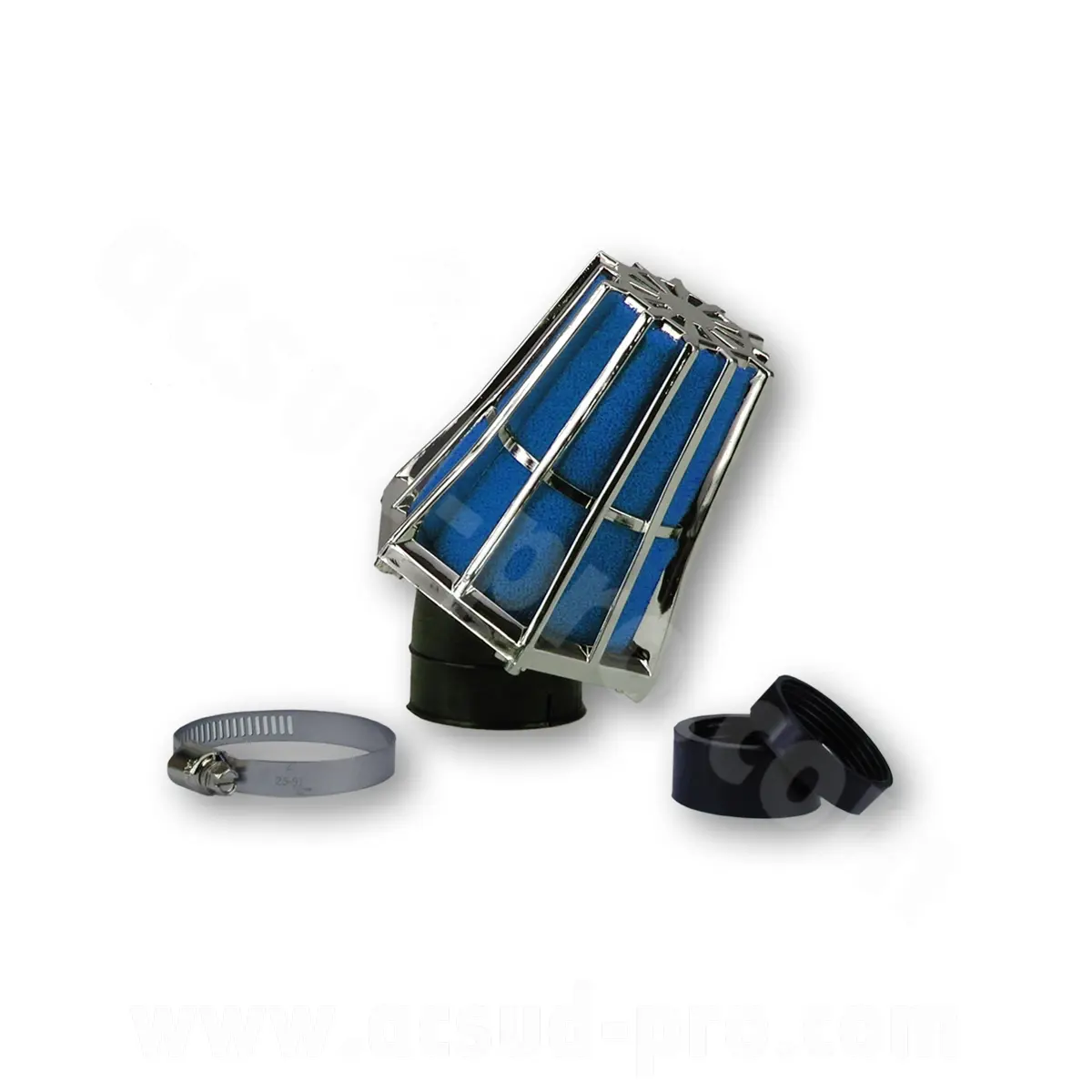 Luftfilter Carenzi R-Evolution 30° Ø35/28 krom/blå