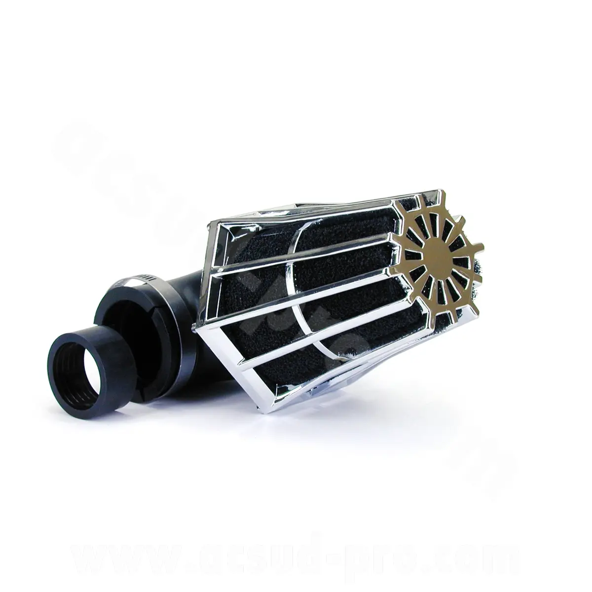 Luftfilter Carenzi R 90° Ø35/28 chrom/schwarz