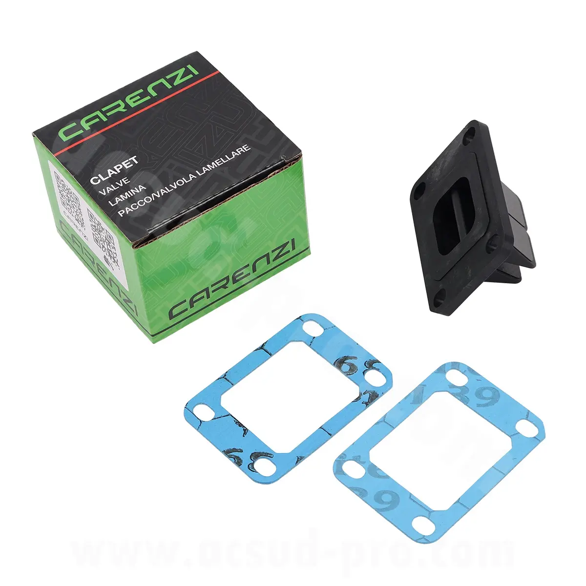 Carenzi 어댑터블 리드 밸브 Minarelli 50 AM6 - Beta 50 RR / MBK 50 X-Power / Yamaha 50 TZR / Peugeot 50 XPS / Rieju 50 RS SMX / CPI 50 SM / Generic 50 Trigger (V Force 타입)