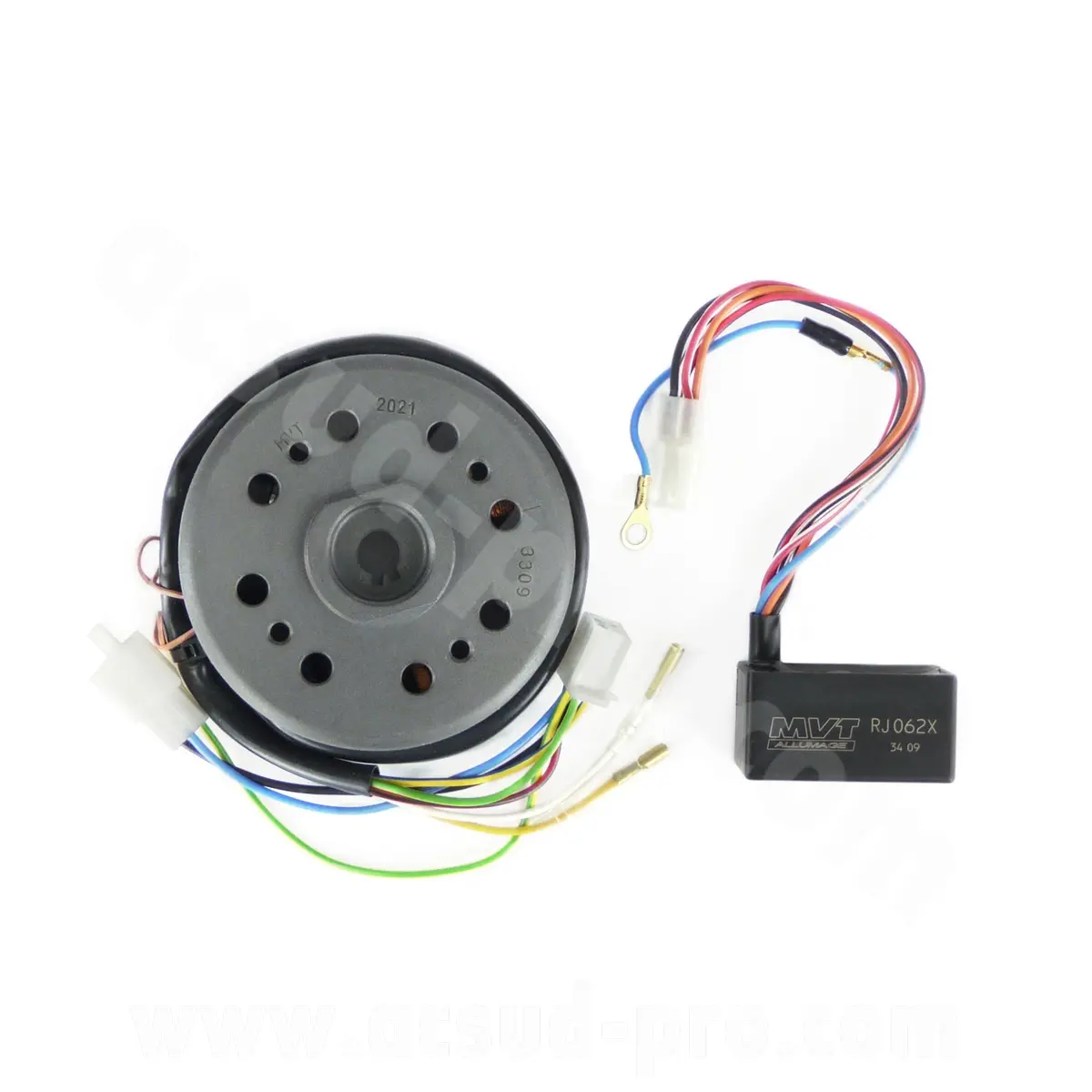 Elektroninis uždegimas MVT millenium pritaikytas peugeot cyclo 103 SPX 12V CDI mėlynas - išorinis kalūniškas analoginis kintamos pradžios rotorius (EXT104)