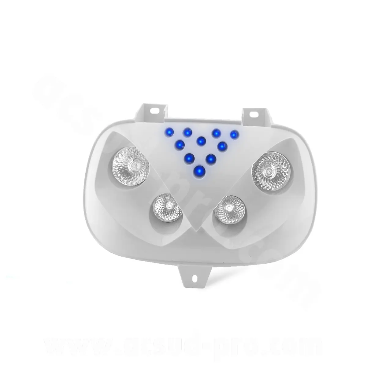 Double optique TNT 4 lampes halogène + LEDs adaptable MBK 50 Booster 1999-2003 / Yamaha 50 BWS 1999-2003 blanc