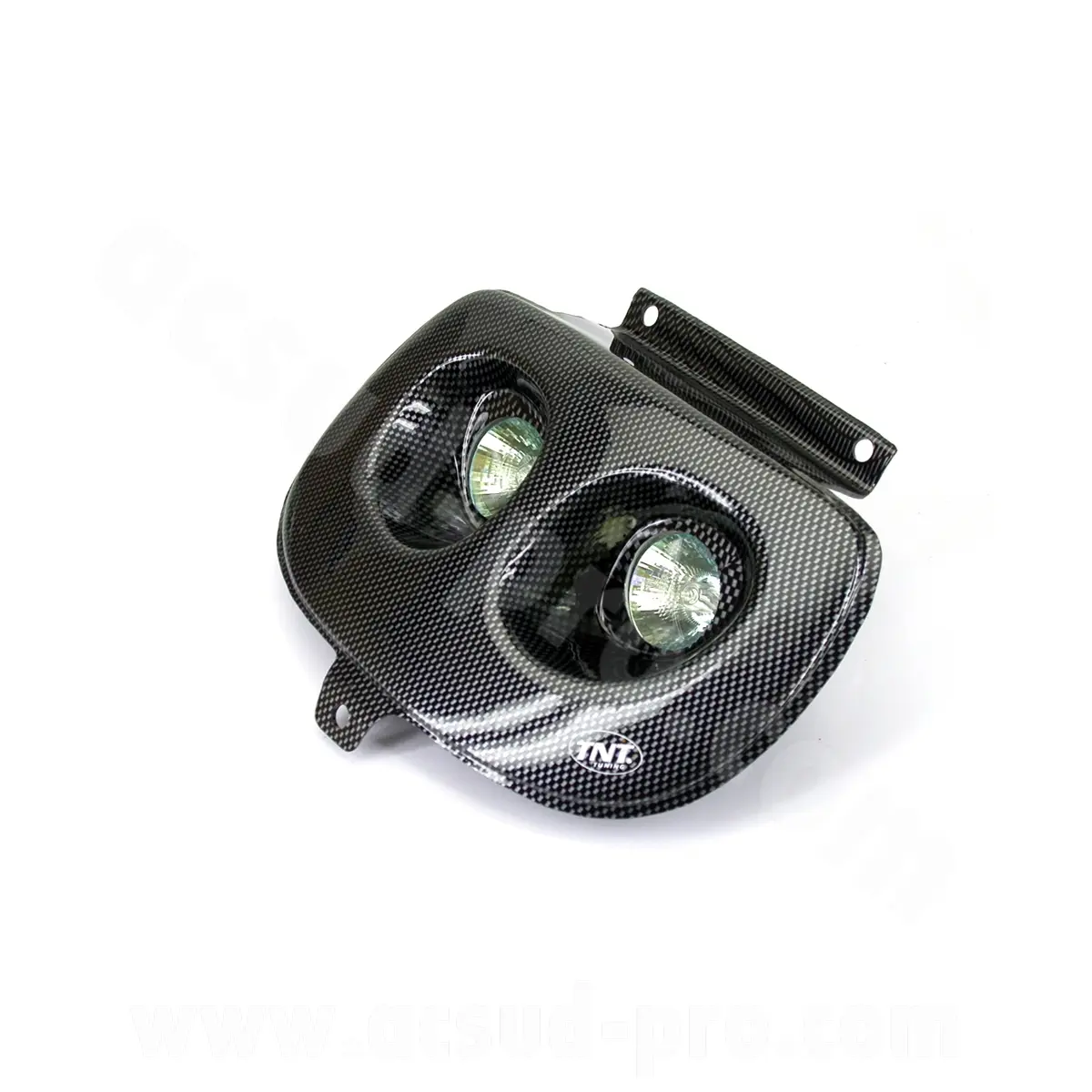 Double optique TNT halogène adaptable MBK 50 Booster 1999-2003 / Yamaha 50 BWS 1999-2003 imitation carbone