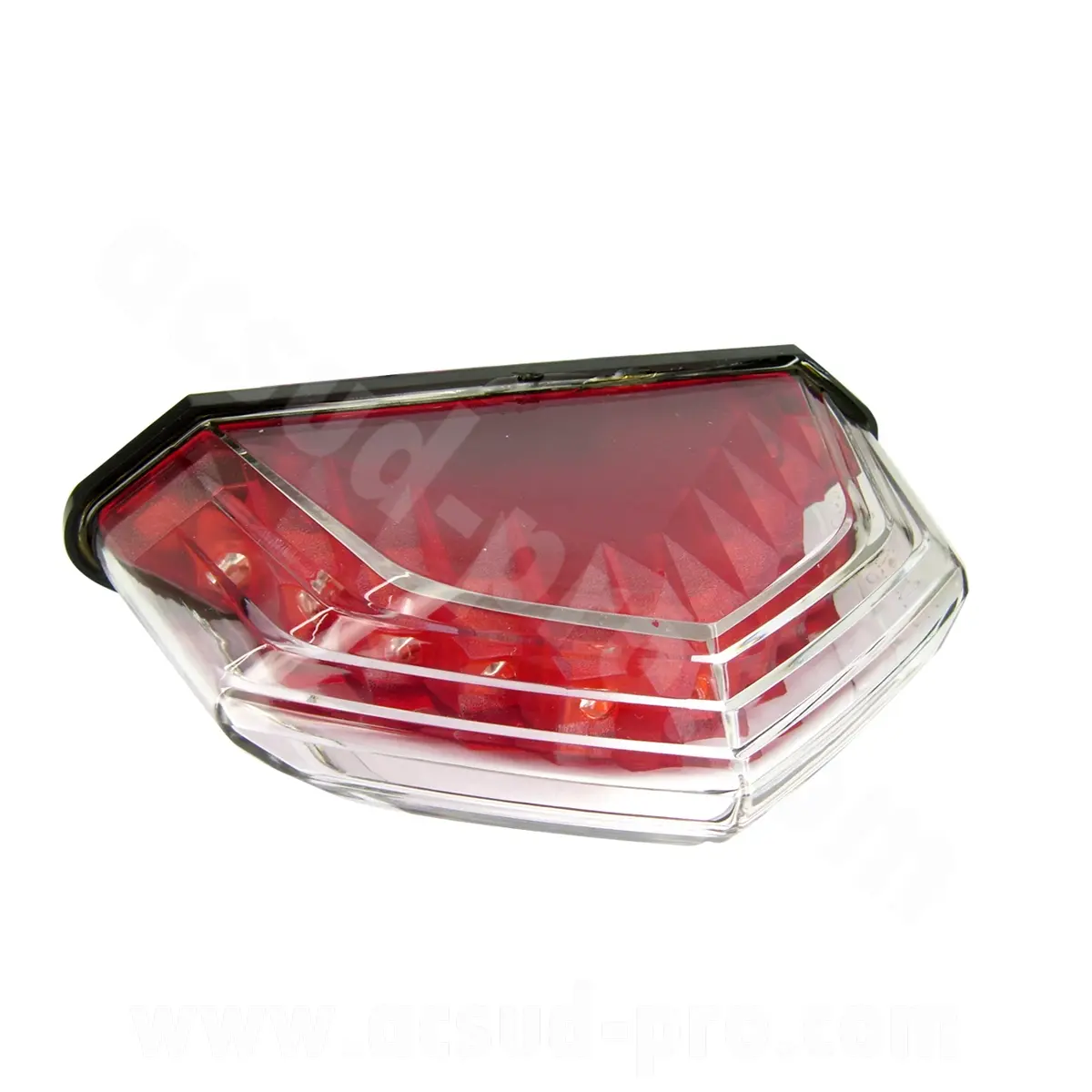 Luz traseira TNT LED adaptável Derbi Senda DRD/Xtreme, Rieju RS2/XR7/XP7/NK7 transparente fundo vermelho homologada CE