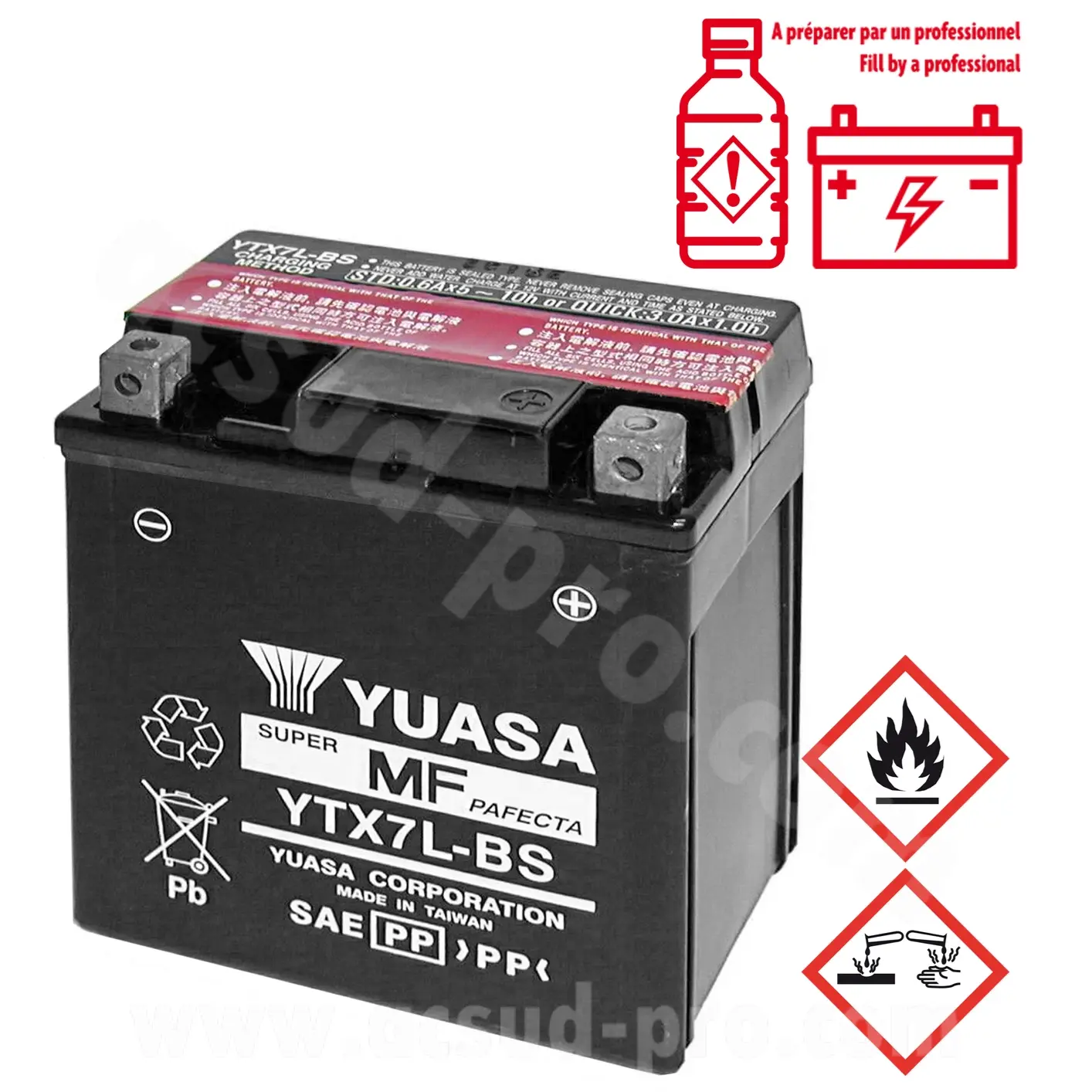 Batterie Yuasa YTX7L-BS AGM wartungsfrei mit Säurepack