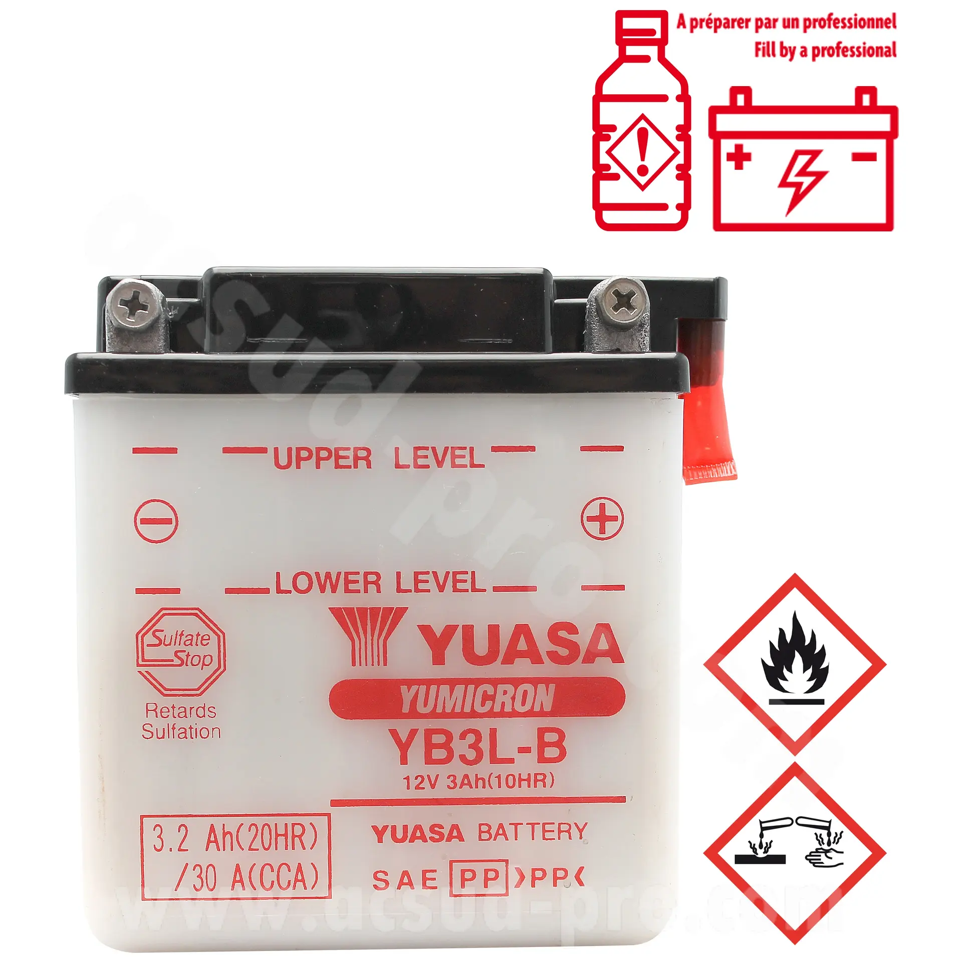 Batterie 12V 3 Ah YB3L-B Yuasa yumicron konventionell mit Wartung (lg98xl56xh110mm)