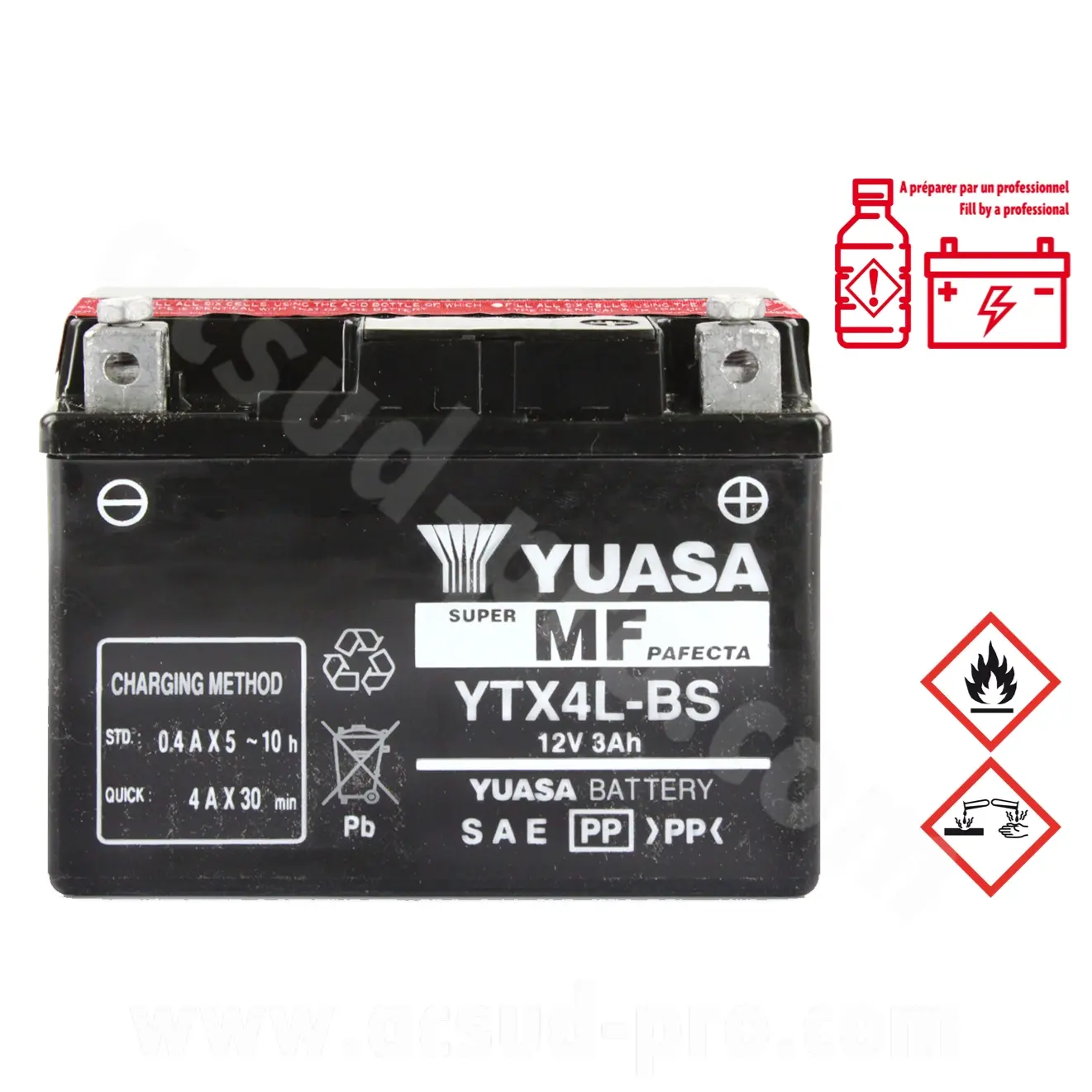 Batterie Yuasa YTX4L-BS 12V 3.2Ah sans entretien