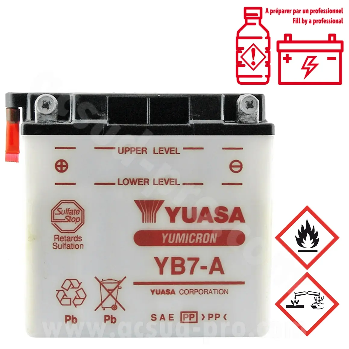 Batterie 12V 8 Ah YB7-A Yuasa yumicron konventionell mit Wartung (L135xB75xH133mm)