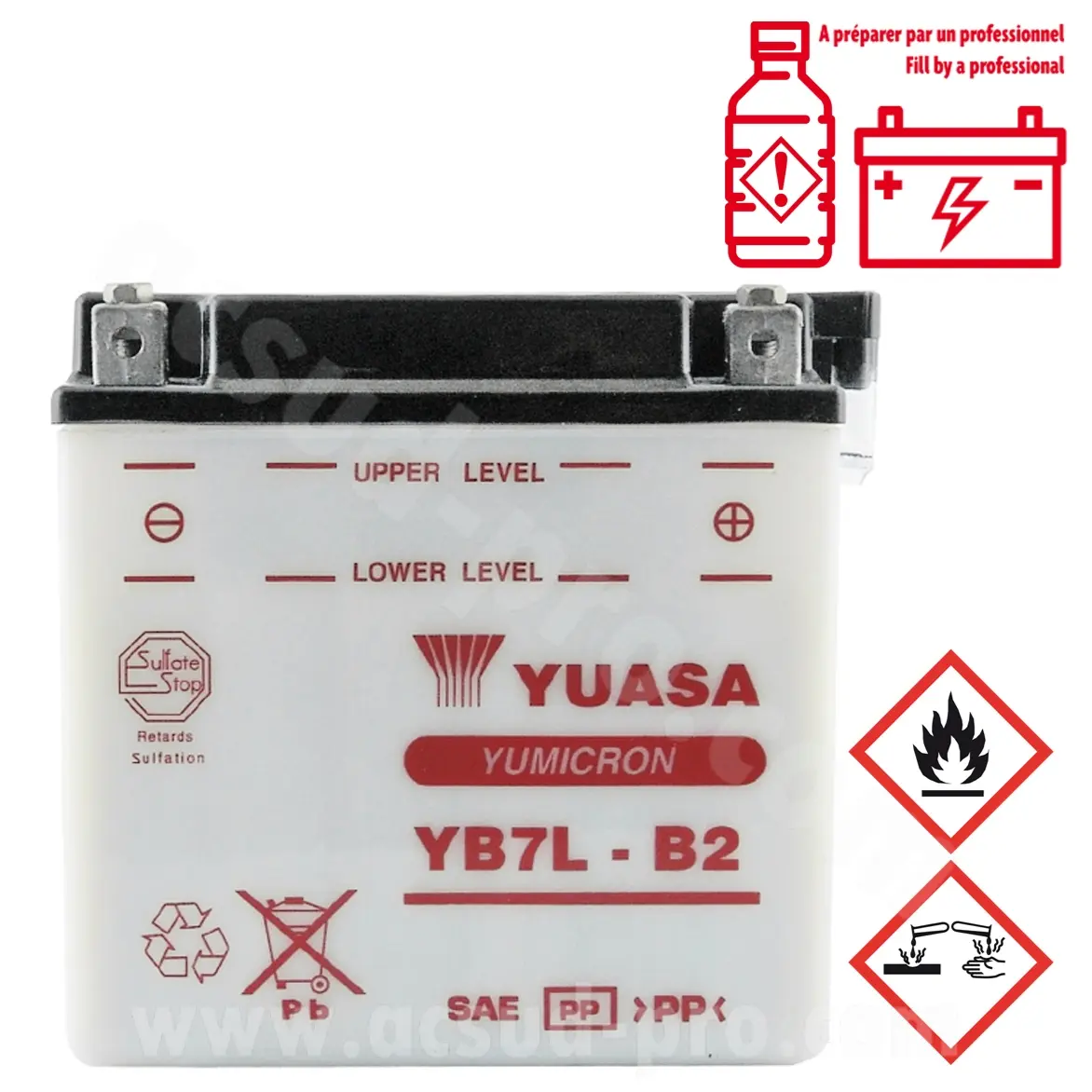 Yuasa YB7L-B2 Yumicron konventionelle wartbare Batterie 12V 8 Ah (LxBxH 135x75x133mm)