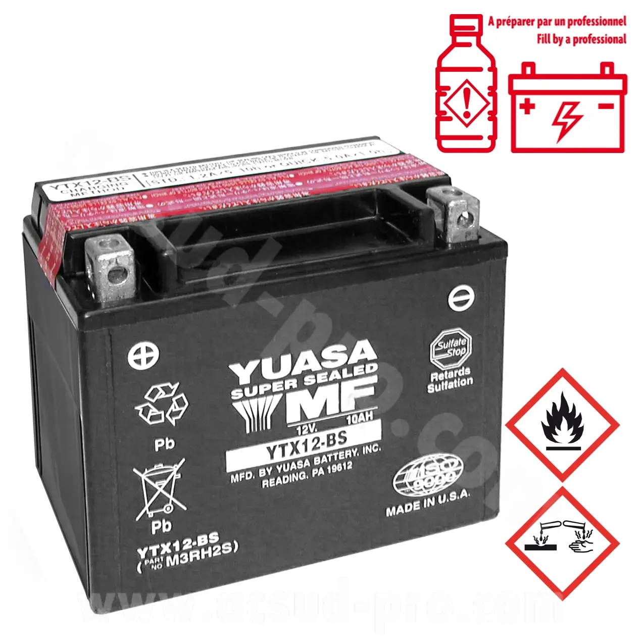 Batterie sans entretien Yuasa YTX12-BS
