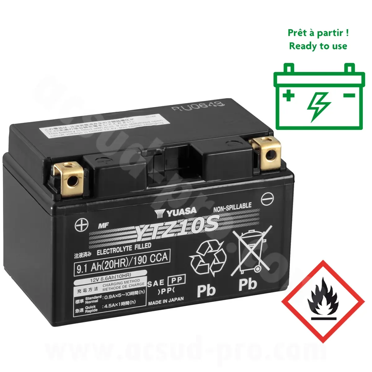 بیٹری Yuasa YTZ10S 12V 9,1Ah MF فیکٹری ایکٹیویٹڈ