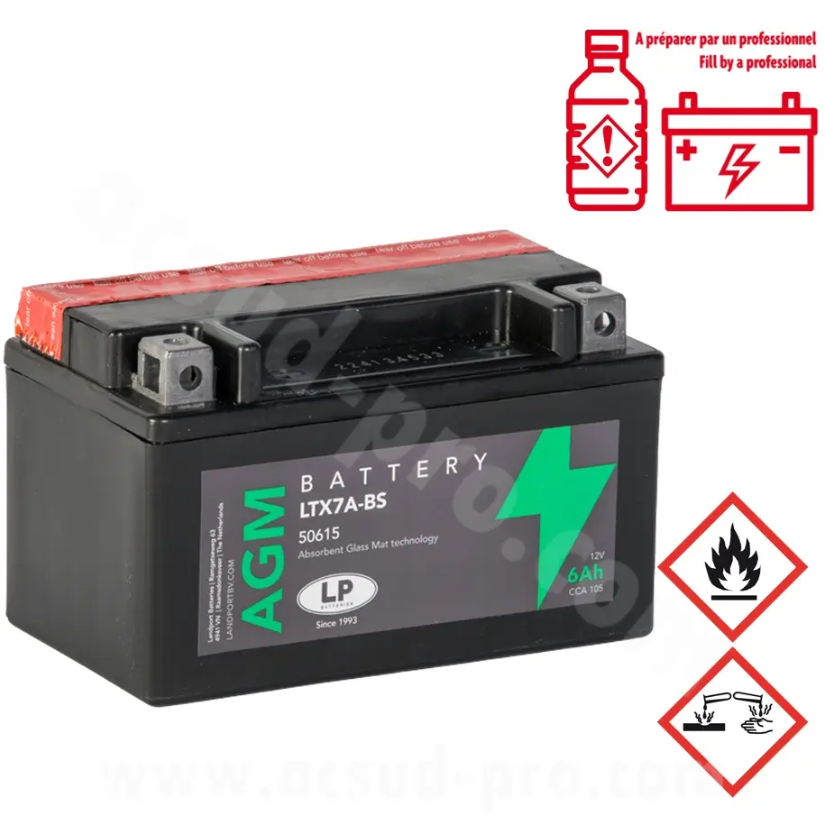 Akumulator Landport LTX7A-BS 12V 6AH bezobsługowy agm (GY6 4T / skuter chiński / TNT motor) (odpowiednik YTX7A-BS)