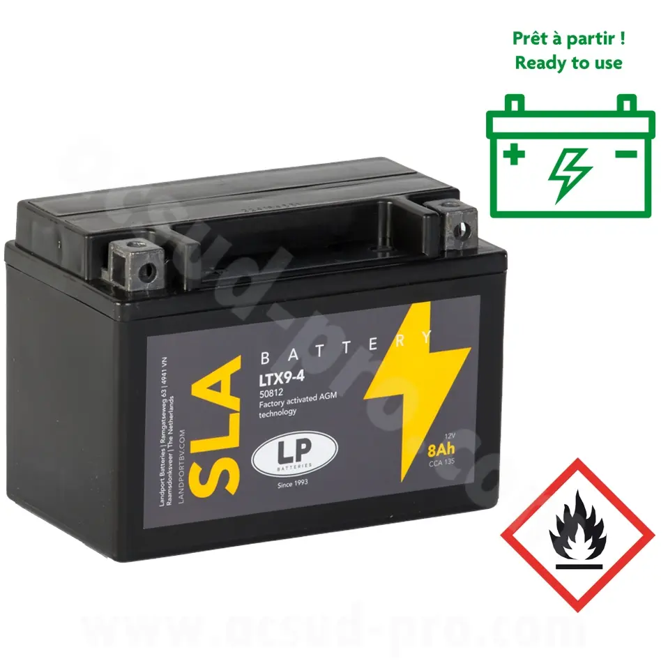 Wasserdichte Motorradbatterie LANDPORT 12V/8Ah SLA12-8