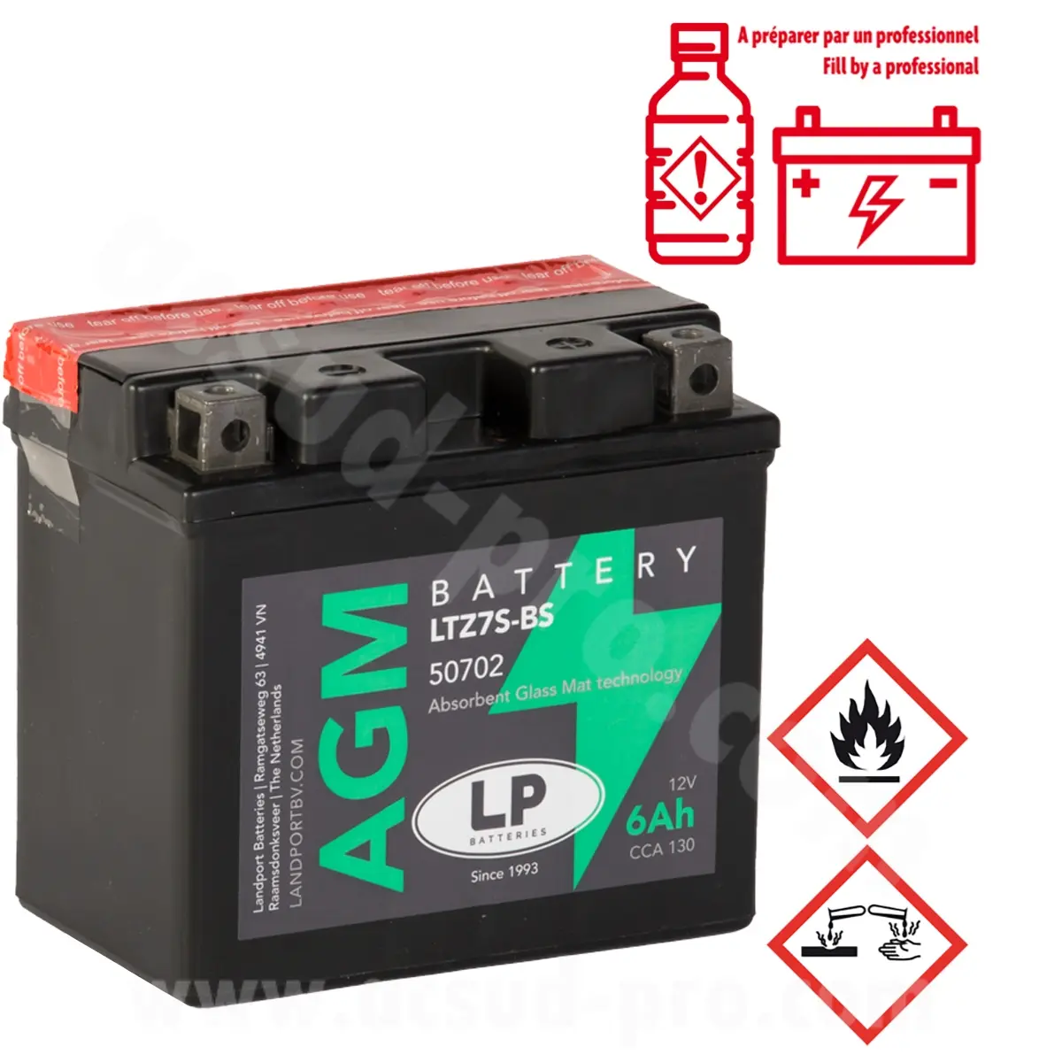 Landport LTZ7S-BS 12V مینٹیننس فری sla/agm ٹیکنالوجی بیٹری (YTZ7S-BS) ایسڈ پیک کے ساتھ
