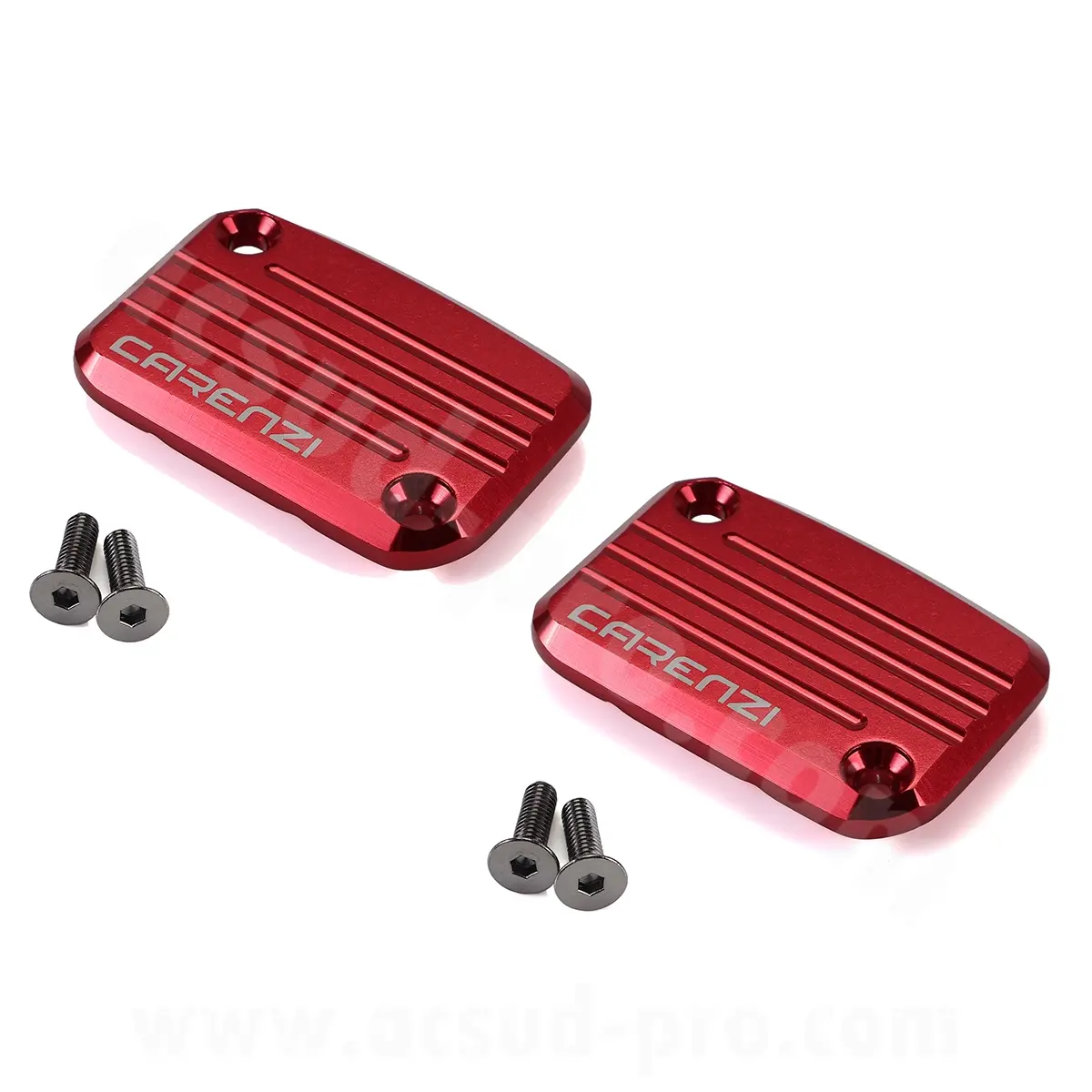 Carenzi CNC 브레이크 마스터 실린더 리저버 캡 적응 Yamaha Aerox/MBK Nitro 레드 (1쌍)