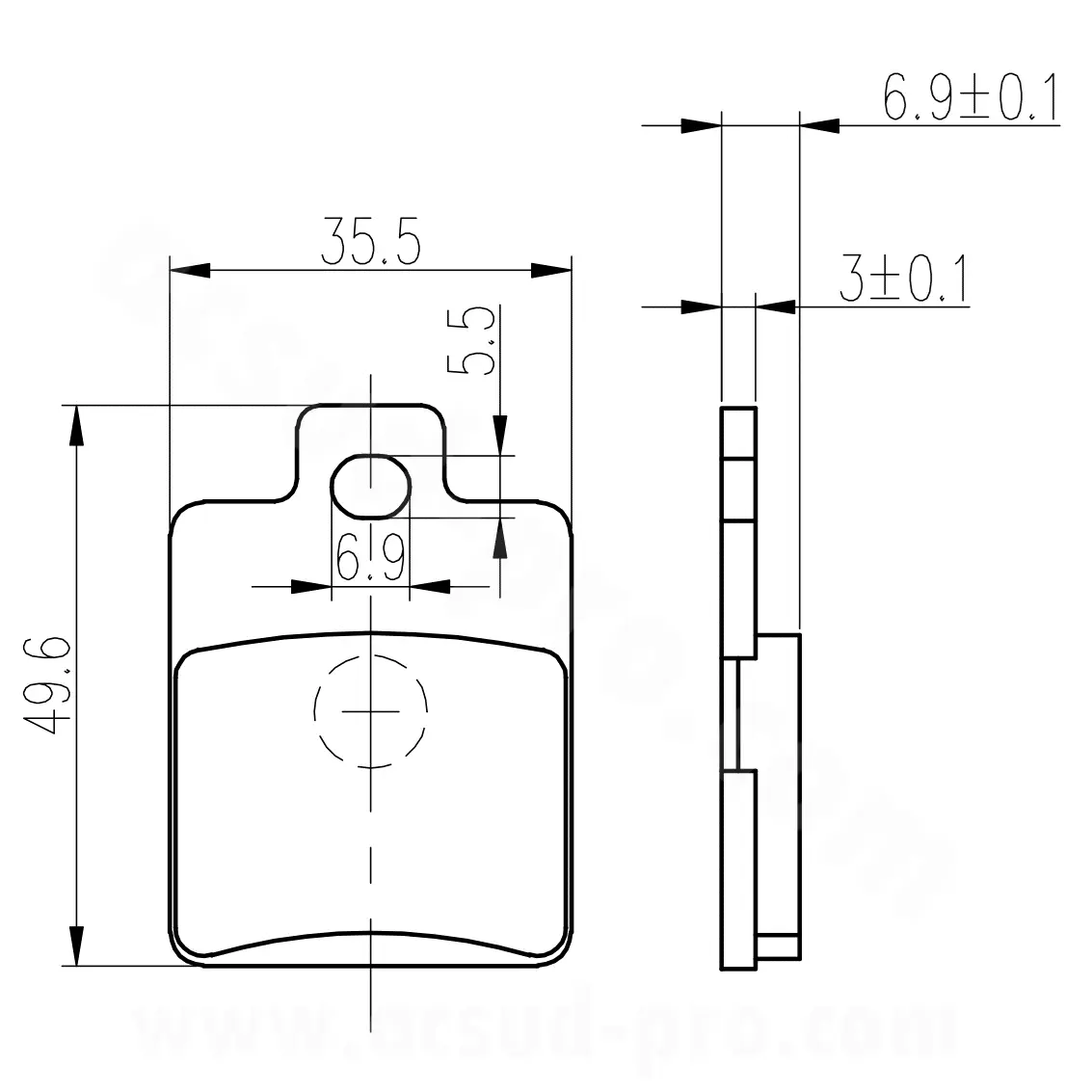 Bremsbelag maxiscooter RB max adaptierbar Gilera Stalker / Runner / Piaggio ET4 / ET2 / LX / Zip / NRG / Liberty / MP3 125-500 cc AV / Peugeot Tweet 50-125 cc AR / Sym Symphony Fiddle 50-125 cc AR (OEM : 666574)