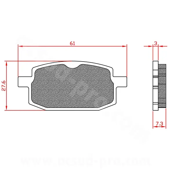 Plaquette de frein Brenta adaptable Peugeot V-Clic / MBK Booster 100 / GY6 50 cc / X-Power 50 / Yamaha DTR 50 / TZR 50 homologuée ECE R90 BR3076
