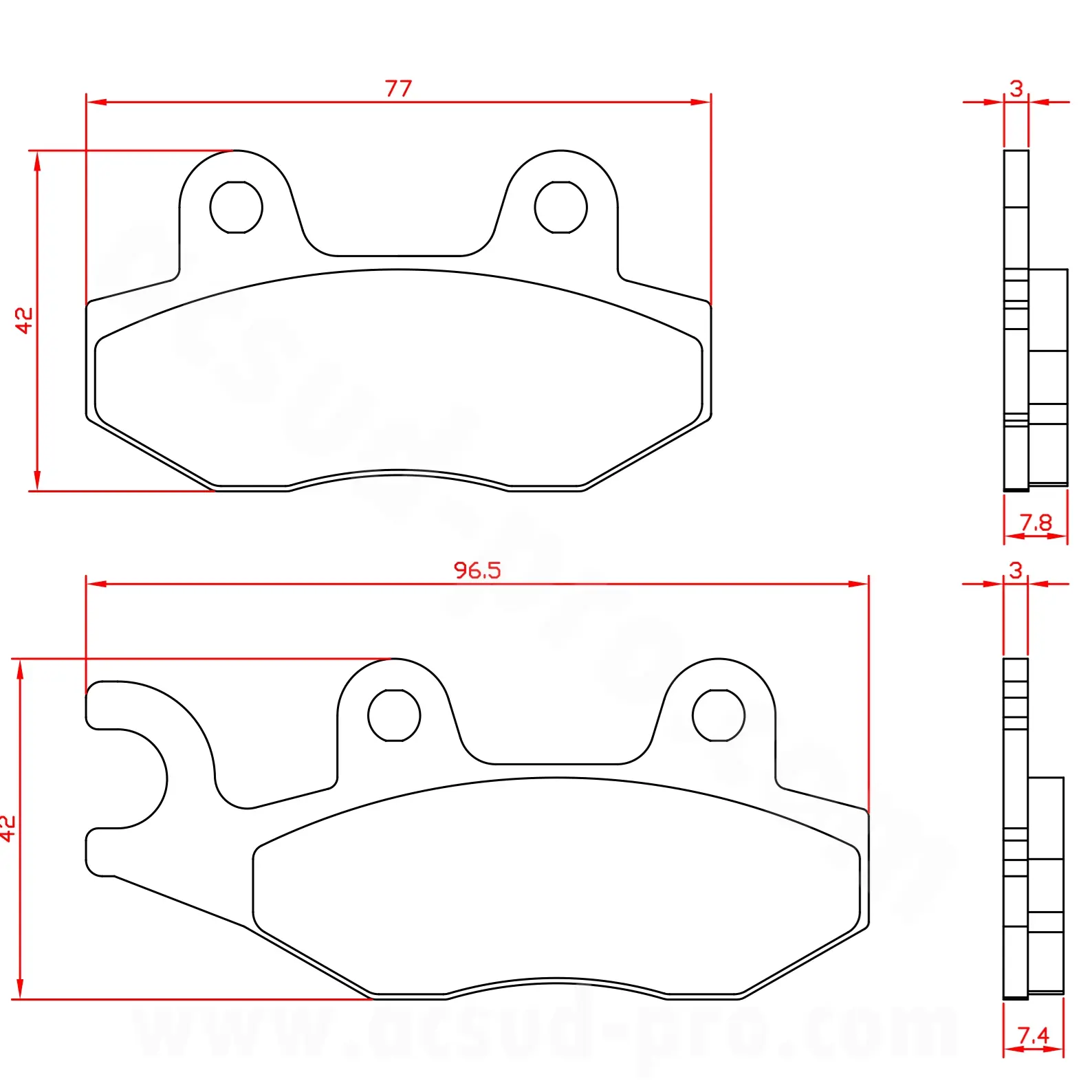 Bremsbelag maxiscooter Brenta passend für Peugeot 50-125-300-400-500 cc Django/Metropolis 400 2017-2020 AR/Géopolis/Vivacity/Satélis vorne/hinten/Aprilia 50 SX ECE R90 BR3063