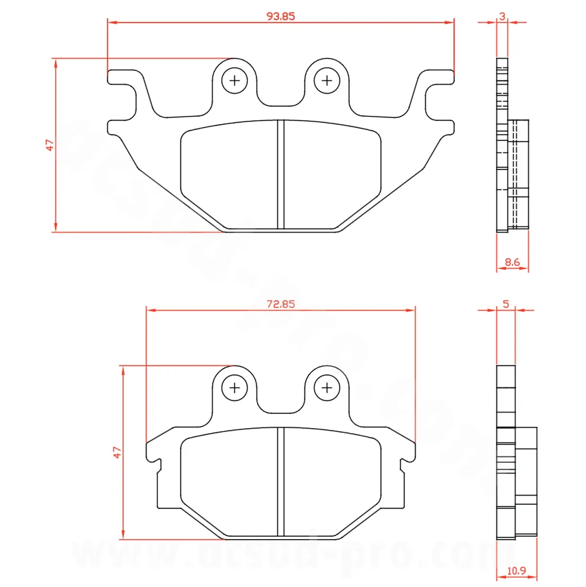 Bremsbelag Brenta YZF-R125 2008+ MT-125 2015+ XSR 125 BR3133