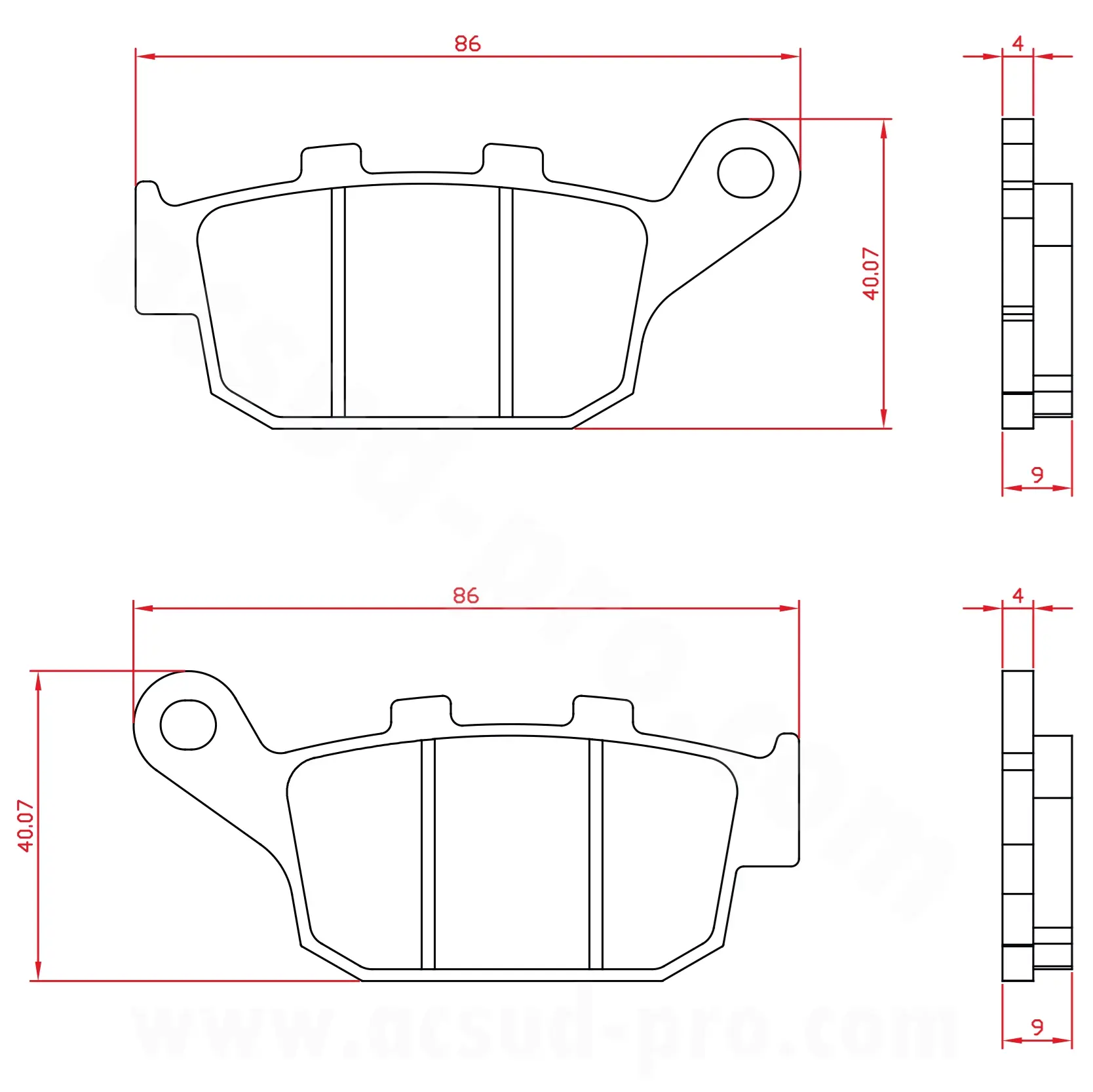 Bagbremseklods Brenta tilpasning Honda 700 Integra 2014-2019 / 250 Forza 2000-2004 / X-ADV 750 cc 2017-2024 / CBR 500-650 cc (ECE R90-godkendt) BR3155