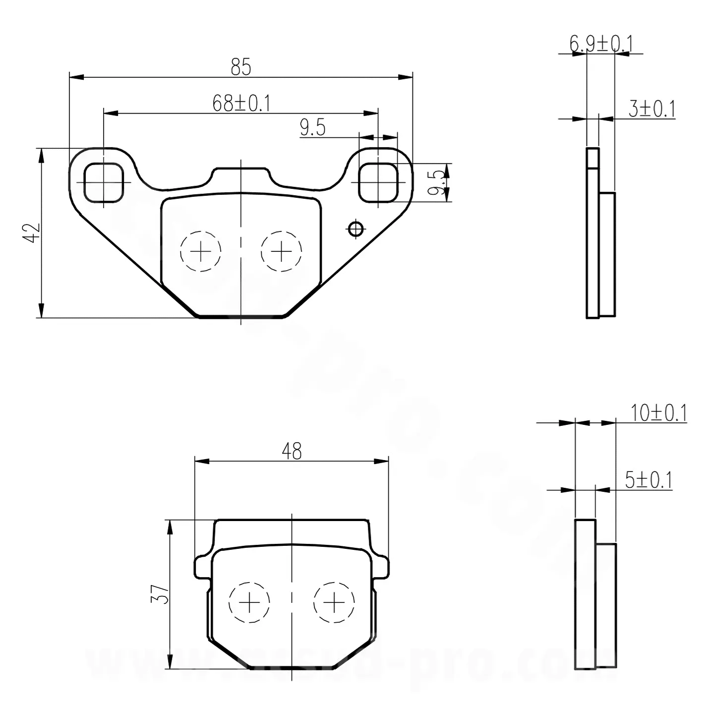 RB Max Scooter Brake Pad adaptable for Peugeot Kisbee Vivacity Citystar Derbi Senda Piaggio NRG Typhoon Sherco Rieju