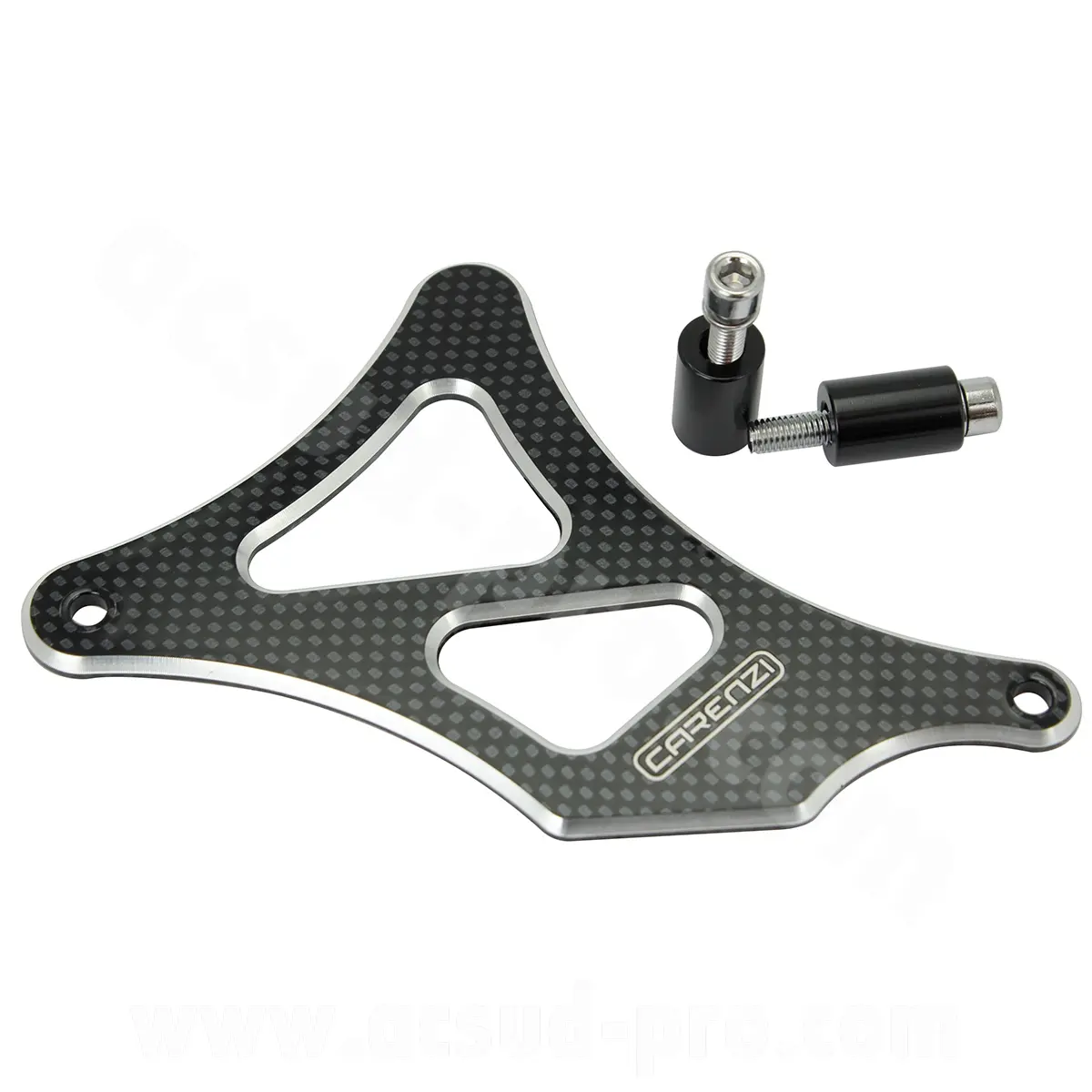 Kryt řetězového kola hliník Carenzi adaptace Minarelli 50 AM6 / Beta 50 RR / Rieju 50 MRT / Sherco 50 SM-R imitace karbonu
