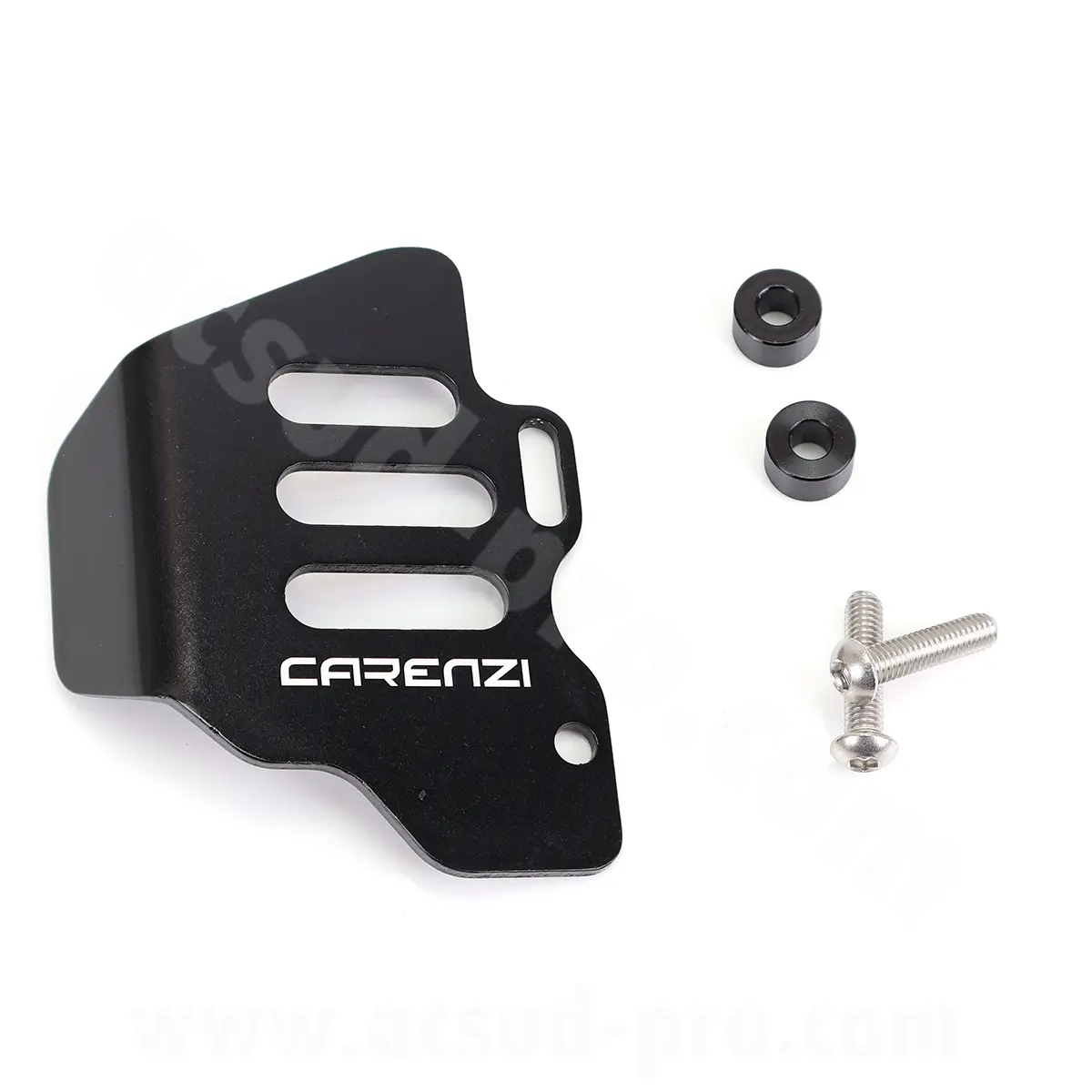 Platine de protection aluminium maître-cylindre arrière Carenzi EVO adaptable mécaboîte 50 cc noir