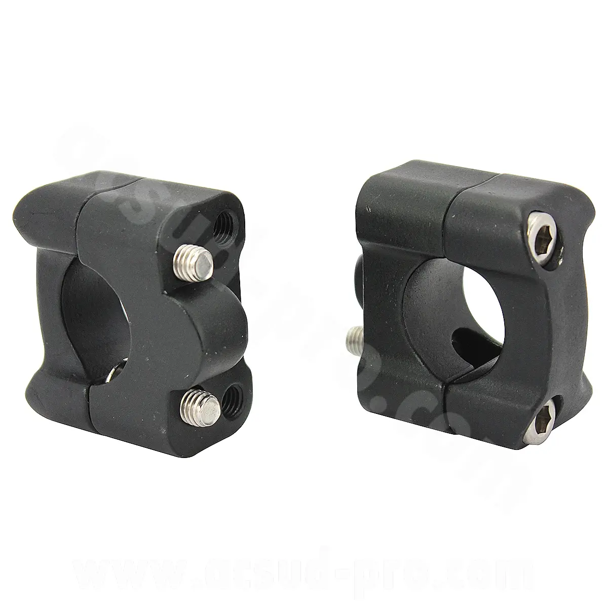 Paire de pontets de guidon aluminium adaptés guidon Ø28.6 noir mat