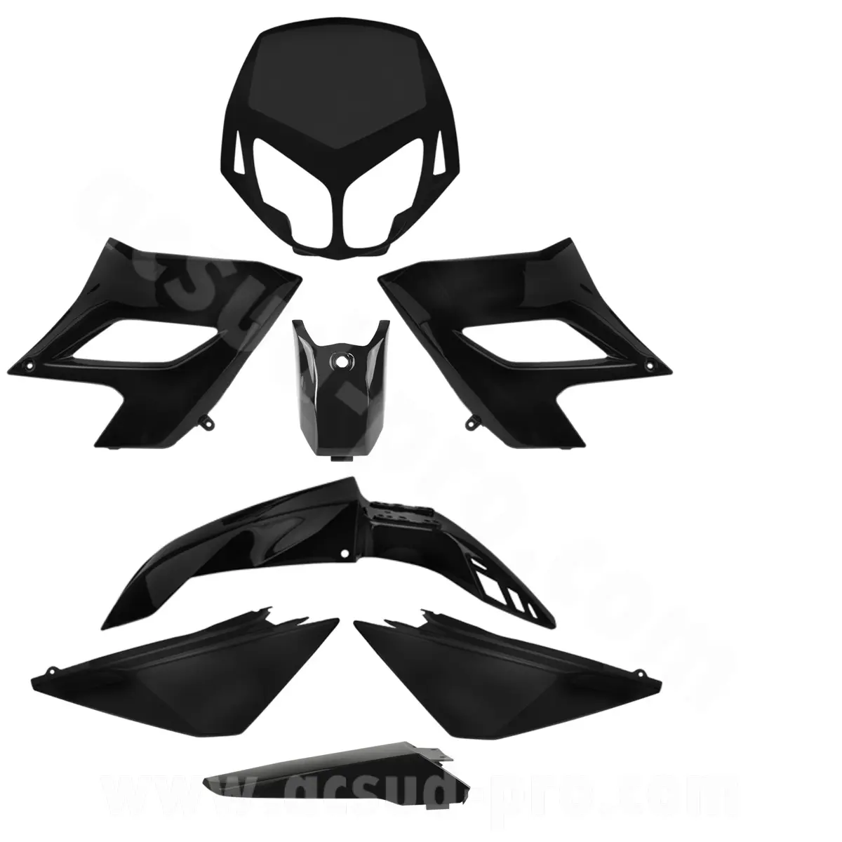 Kit carrosserie Derbi Senda DRD Racing/DRD Limited 2004-2010 noir 8 pièces